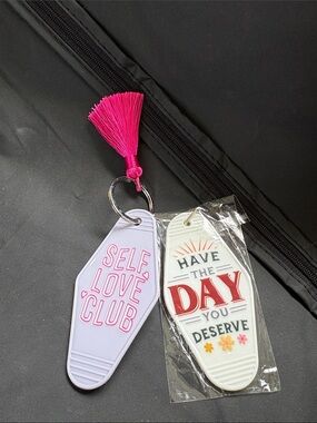 Self Love Club Keychain Set with Pink Tassel